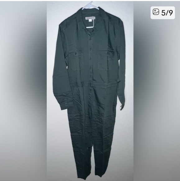 OUTERKNOWN Jumpsuit Women XS Green Long Sleeve NEW Organic Cotton Linen - Picture 4 of 4